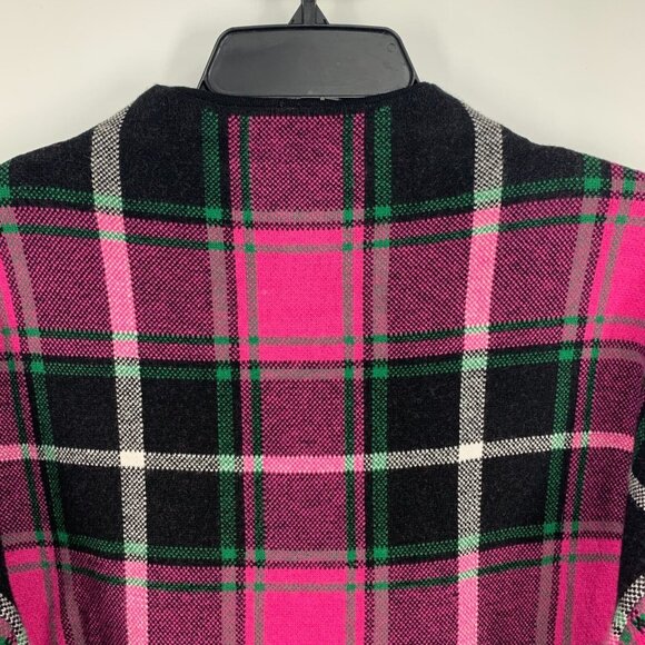 Nicole Miller Sweater Pink Black Plaid Mock Neck Stretch NWT - Picture 3 of 9